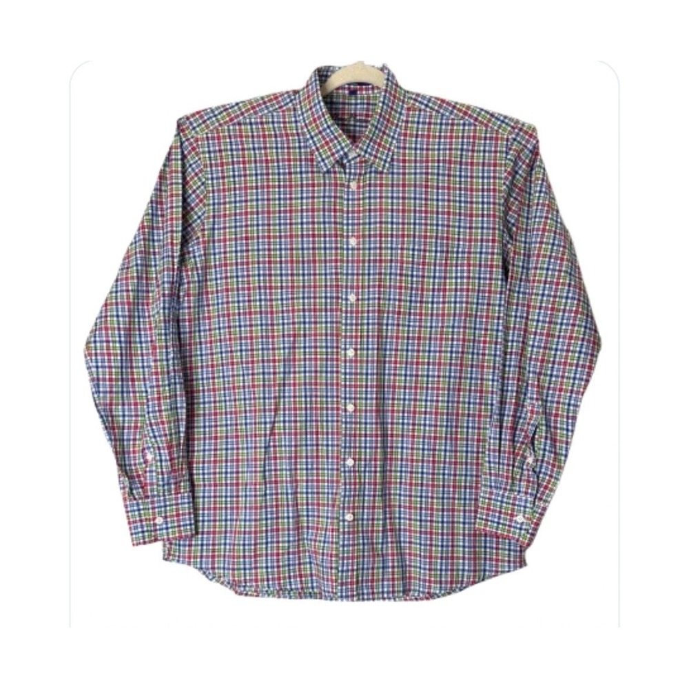 Alan Fluster Button down‎ pocket. XL Multicolor plaid Long Sleeve 31" L 25" pit